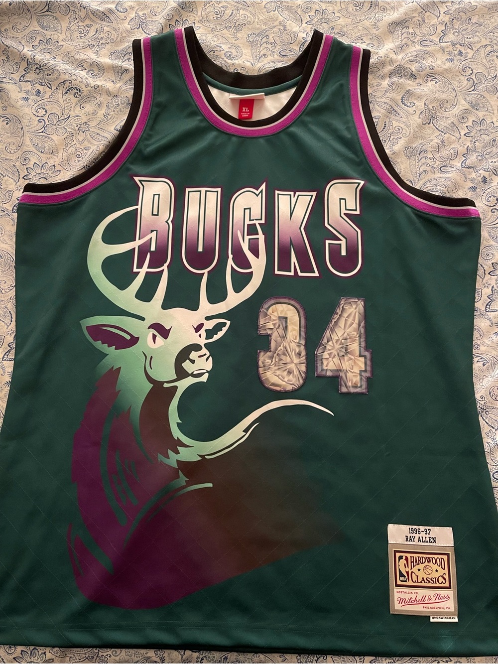 Mitchell & Ness Milwaukee Bucks Ray Allen 75th Anniversary Jersey